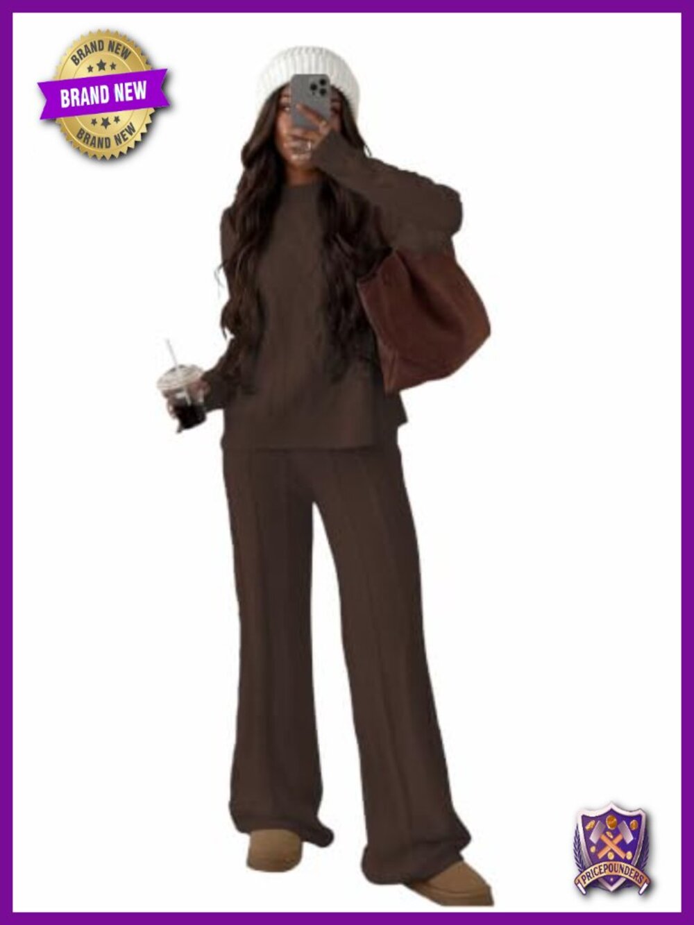 Cable Knit Sweater Set 2 Piece Wide Leg Pants Lounge Set